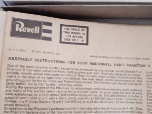Revell McDonnel F-4B Phantom model kit 1965