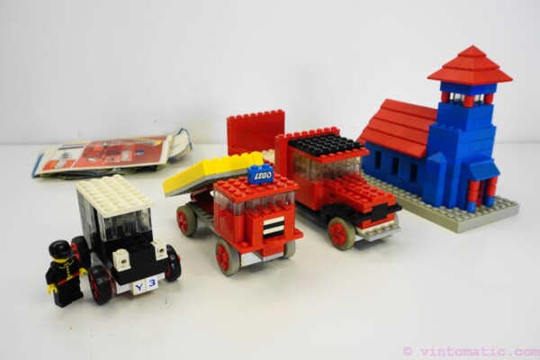 4x Vintage Lego Dump Truck, Truck, Taxi and Church