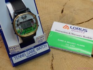 A vintage 80's collectible LORUS Tennis Game & Melody Watch