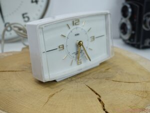 1970s White Metamec Electric Alarm Clock
