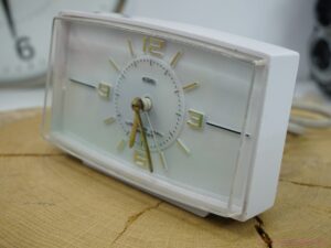 1970s White Metamec Electric Alarm Clock