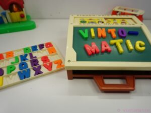 Vintage 1970s Fisher-Price School Days Desk Toy with Alfabet and Numbers