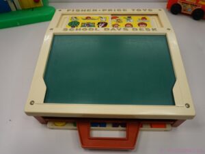 Vintage 1970s Fisher-Price School Days Desk Toy with Alfabet and Numbers