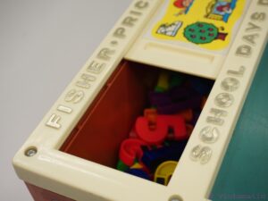 Vintage 1970s Fisher-Price School Days Desk Toy with Alfabet and Numbers