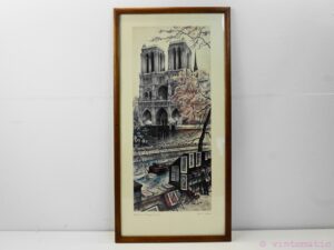 Two vintage signed Lithographs by Rafael Ortiz Alfau, the Notre-Dame