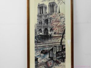 Two vintage signed Lithographs by Rafael Ortiz Alfau, the Notre-Dame and the Eiffel Tower