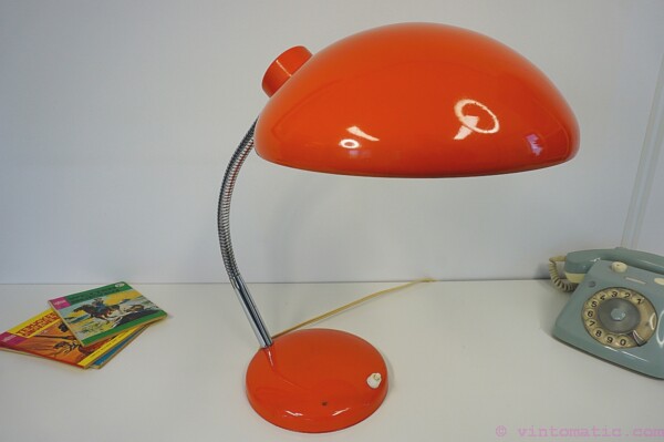 Vintage 1970s Orange Bauhaus Style Desk Lamp - Space Age