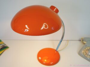 Vintage 1970s Orange Bauhaus Style Desk Lamp - Space Age