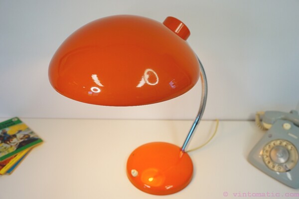 Vintage 1970s Orange Bauhaus Style Desk Lamp - Space Age