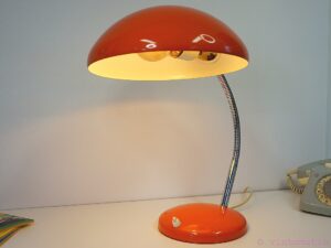 Vintage 1970s Orange Bauhaus Style Desk Lamp - Space Age