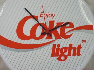 authentic Vintage 1980s "Coke Light" Classic Logo Bottle Cap Wall Clock