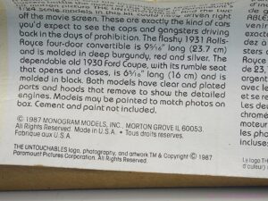 Vintage Monogram "The Untouchables" 1931 Rolls Royce & 1930 Ford Coupe Scale model kit