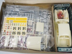 A vintage treasure from 1976, the Bandai model kit of the contemporary Jaguar XJ-S. This large 1/16 scale kit