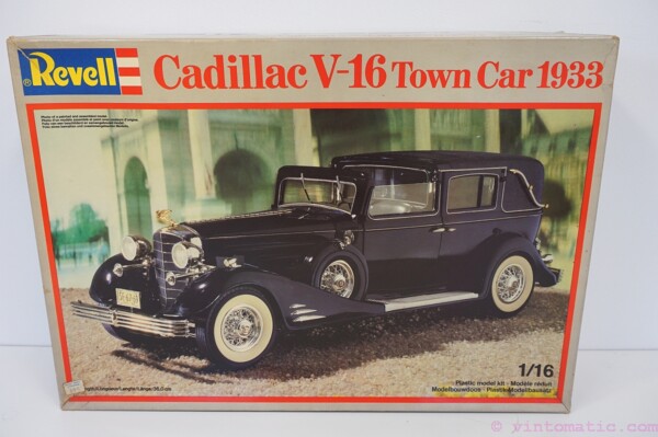 A vintage Revell 1933 Cadillac V-16 Town Car model kit