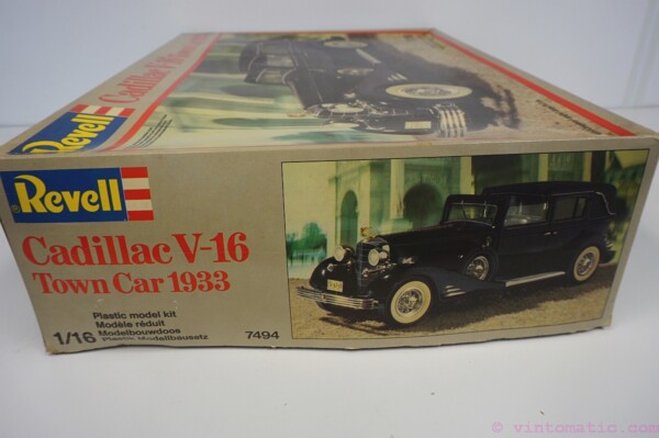 A vintage Revell 1933 Cadillac V-16 Town Car model kit