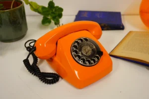 Vintage Orange Rotary Phone SEL - Siemens - FeTAp 611-2 (1979) - For Decoration