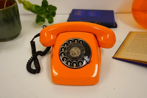 Vintage Orange Rotary Phone SEL - Siemens - FeTAp 611-2 (1979) - For Decoration