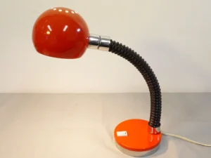 Vintage Red Gooseneck Eyeball Desk Lamp - 1970s Space Age Design