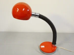 Vintage Red Gooseneck Eyeball Desk Lamp - 1970s Space Age Design