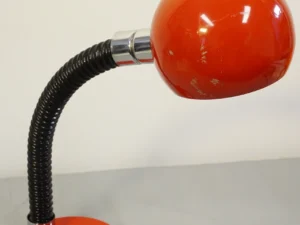 Vintage Red Gooseneck Eyeball Desk Lamp - 1970s Space Age Design