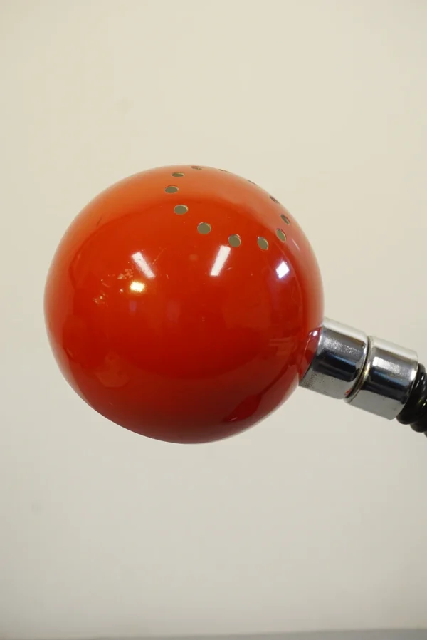 Vintage Red Gooseneck Eyeball Desk Lamp - 1970s Space Age Design