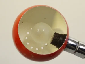 Vintage Red Gooseneck Eyeball Desk Lamp - 1970s Space Age Design