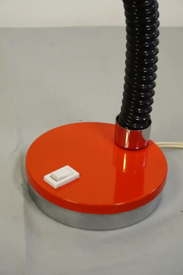 Vintage Red Gooseneck Eyeball Desk Lamp - 1970s Space Age Design