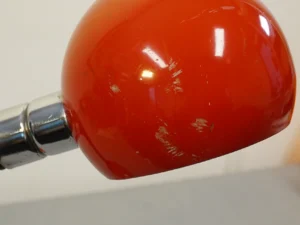 Vintage Red Gooseneck Eyeball Desk Lamp - 1970s Space Age Design