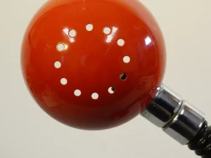 Vintage Red Gooseneck Eyeball Desk Lamp - 1970s Space Age Design