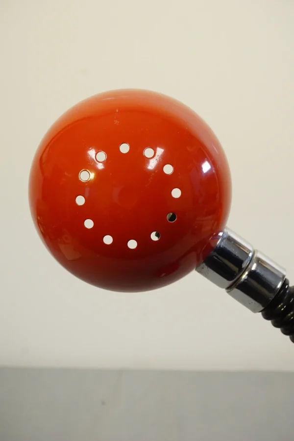 Vintage Red Gooseneck Eyeball Desk Lamp - 1970s Space Age Design